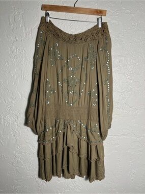 Z&L Boho Embroidered Sequin Dress Size Small